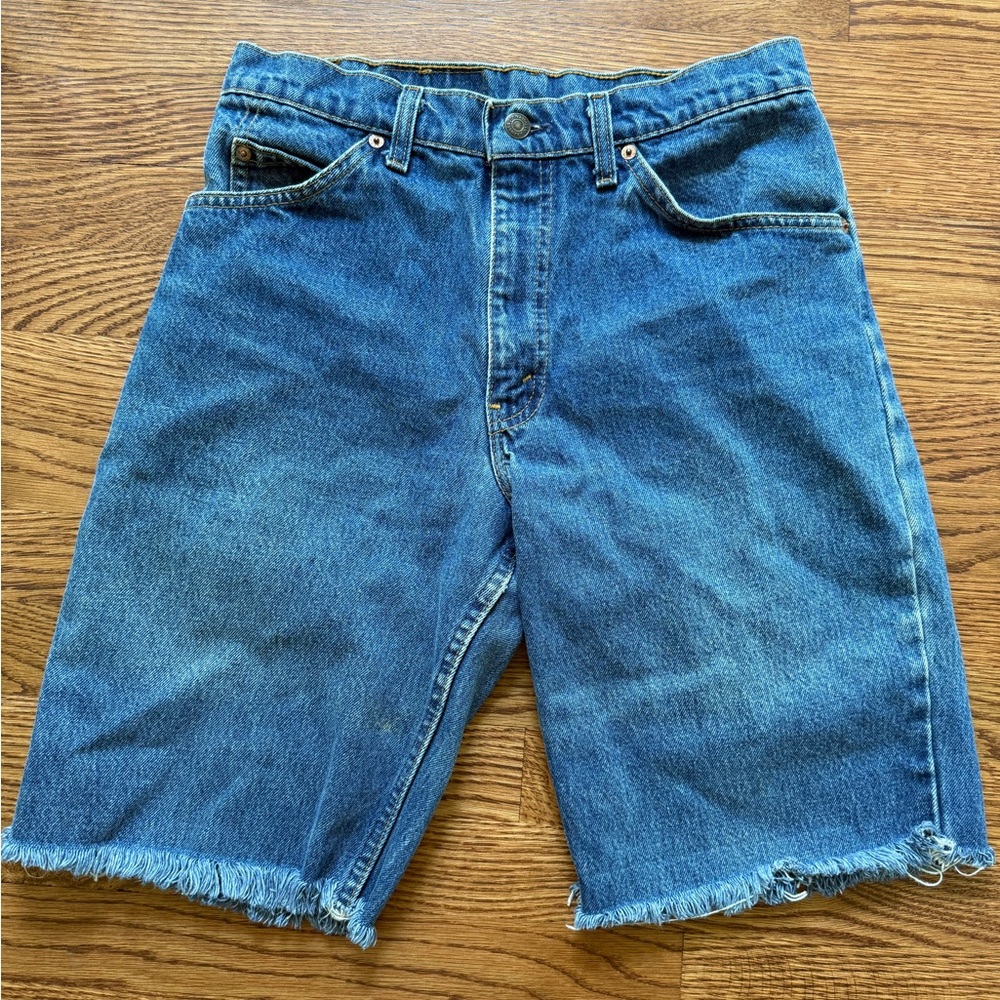LEVIS‎ Vintage Orange Tab 505 Cut Off Jean Shorts USA Medium Wash Y2K 32 x 10.5